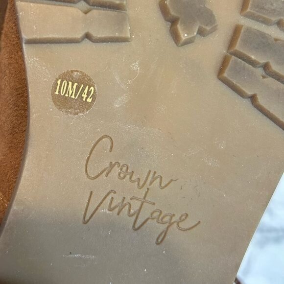 CROWN VINTAGE Lowell Cognac tan suede  leather oxford loafers Size 10 - Picture 9 of 9